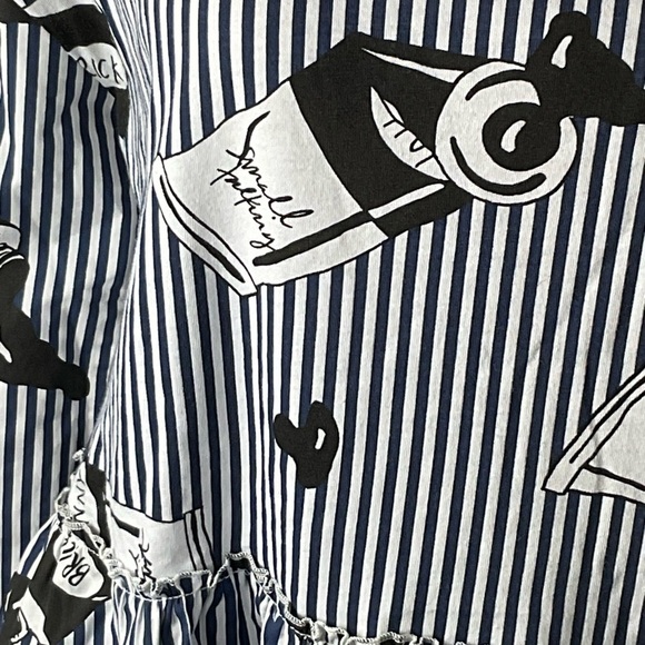 ❤️ ZARA Art Deco Paint Artist Striped Peplum Blouse Top Sz S - Picture 7 of 7